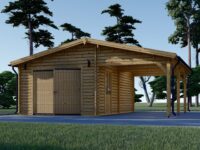 Einzelgarage (44mm) 4x6m mit Carport 3x6m