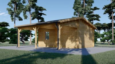 Einzelgarage (44mm) 4x6m mit Carport 3x6m – Bild 3