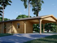 Holzgarage mit (44 mm) 4x6 m mit Doppelcarport 5.5x6 m