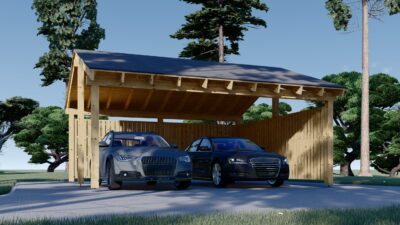 Doppelcarport mit Seitenwand Sandra +, 6x6 m – Bild 2