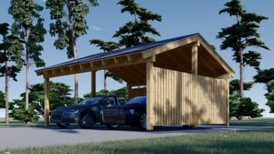 Doppelcarport mit Seitenwand Sandra +, 6x6 m – Bild 3