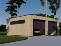 Doppelgarage mit Flachdach (34mm + Holzverschalung), 6x6m, 36m²