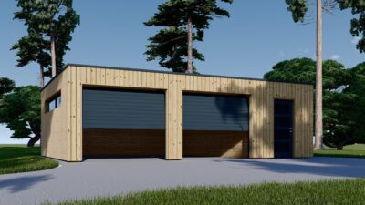 Holzgarage mit Flachdach Plus (34mm + Holzverschalung), 8x6m, 48m² – Bild 4