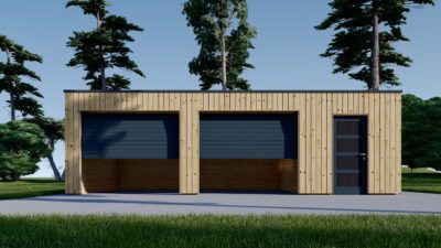 Holzgarage mit Flachdach Plus (34mm + Holzverschalung), 8x6m, 48m² – Bild 5