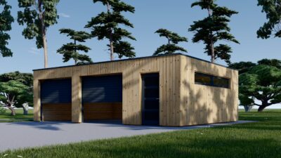 Holzgarage mit Flachdach Plus (34mm + Holzverschalung), 8x6m, 48m² – Bild 6