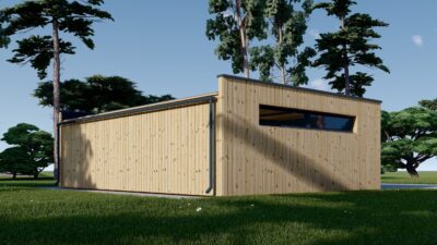 Holzgarage mit Flachdach Plus (34mm + Holzverschalung), 8x6m, 48m² – Bild 3