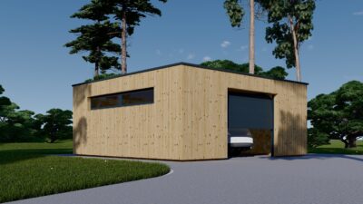 Holzgarage mit Flachdach (34mm + Holzverschalung), 6x6m, 36m² – Bild 3