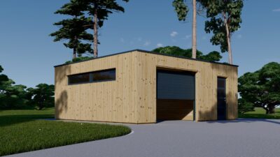 Holzgarage mit Flachdach Plus (34mm + Holzverschalung), 6x6m, 36m² – Bild 8