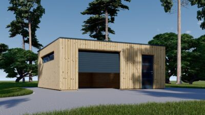 Holzgarage mit Flachdach Plus (34mm + Holzverschalung), 6x6m, 36m² – Bild 3