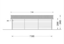 Carport aus Holz 4x5 m mit Schuppen und Seitenwand (44mm), 4x2.5m – Bild 7