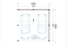 Carport Luna Duo für 2 Autos mit L-förmiger Wand  F, 6x6 m – Bild 7