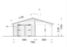 Einzelgarage (44mm) 4x6m mit Carport 3x6m – Bild 8