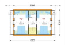 Holzhaus LISA (PREMIUM Isoliert, 66 mm + Holzverschalung), 80 m² – Bild 2