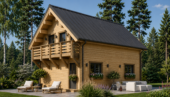 Holzhaus LISA (PREMIUM Isoliert, 66 mm + Holzverschalung), 80 m² – Bild 2
