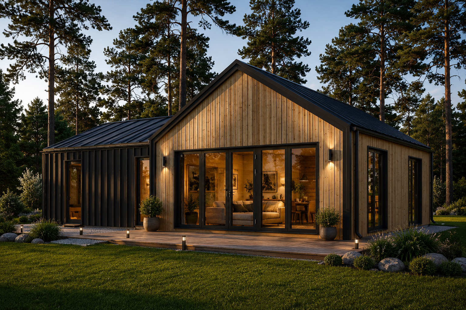 Wohnhaus Valentin Holzhaus VALENTIN (Isoliert, 66 mm + Holzverschalung), 79 m² – Bild 1