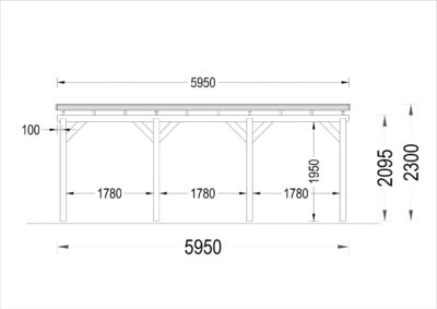 Carport aus Holz mit Flachdach, 3x6m, 18m² – Bild 8