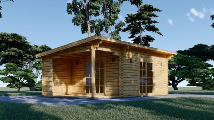 Premium Gartenhaus KARL (34mm) 5x4m, 20m² + 8m² Terrasse – Bild 1