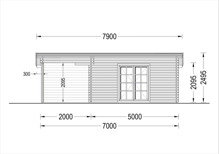 Premium Gartenhaus KARL (34mm) 5x4m, 20m² + 8m² Terrasse – Bild 7
