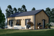 Blockbohlenhaus ARNOLD Isoliert (66mm + Holzverschalung), 40m²