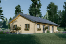 Blockbohlenhaus BERNAU Isoliert, 66 mm + Holzverschalung), 94 m²