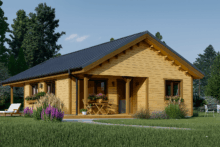 Holzwohnhaus LEIBNITZ (Isoliert, 66 mm + Holzverschalung), 70 m²