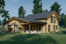 Holzhaus Klagenfurt (PREMIUM Isoliert, 66 mm + Holzverschalung), 150 m²