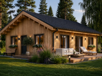 Holzhaus ANDI (Isoliert, 66 mm + Holzverschalung), 64 m²