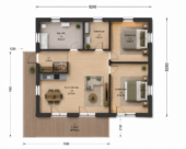 Holzhaus ANDI (Isoliert, 66 mm + Holzverschalung), 64 m² – Bild 3