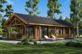 Holzhaus TRAUNSEE (Isoliert, 66 mm + Holzverschalung), 46 m² – Bild 2