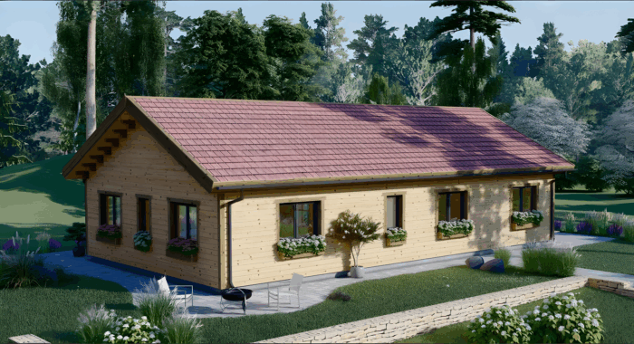 Blockbohlenhaus LIENZ (66 mm + Holzverschalung Isoliert) 103 m² – Bild 7
