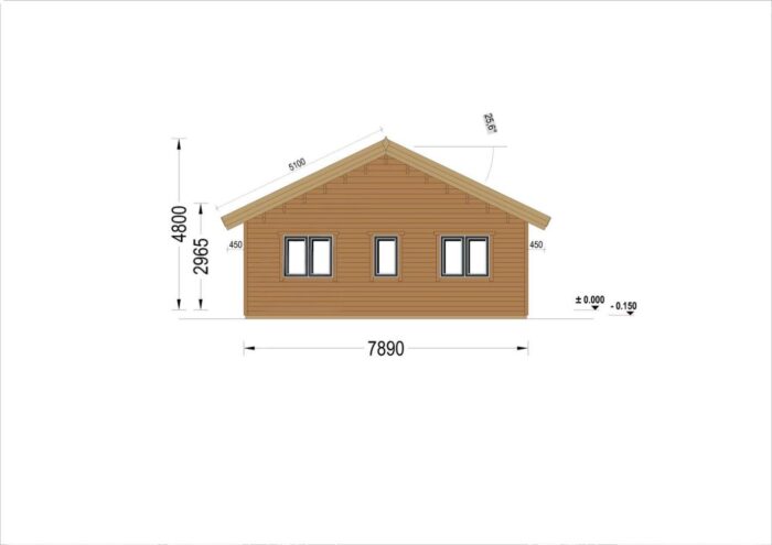 Blockbohlenhaus LIENZ (66 mm + Holzverschalung Isoliert) 103 m² – Bild 6