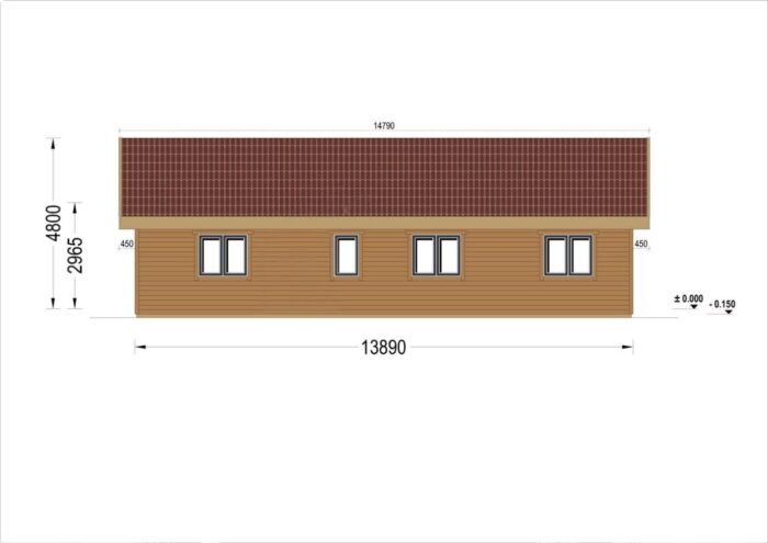 Blockbohlenhaus LIENZ (66 mm + Holzverschalung Isoliert) 103 m² – Bild 5