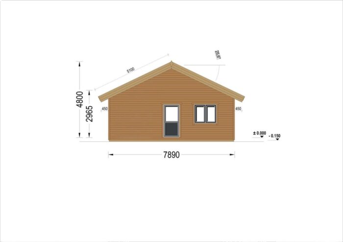 Blockbohlenhaus LIENZ (66 mm + Holzverschalung Isoliert) 103 m² – Bild 4