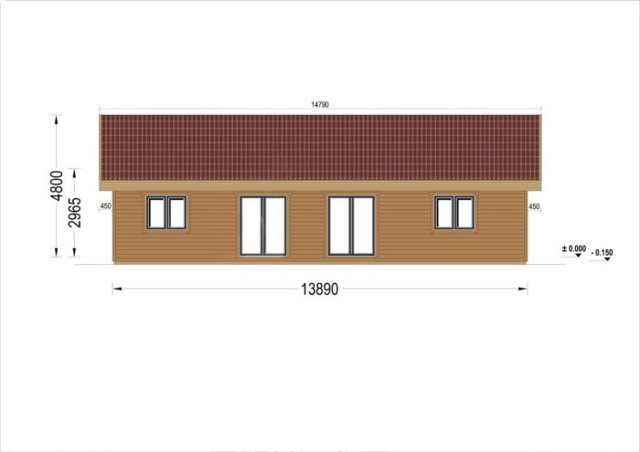 Blockbohlenhaus LIENZ (66 mm + Holzverschalung Isoliert) 103 m² – Bild 3