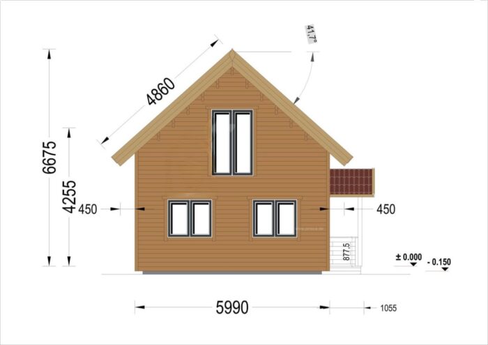 Blockbohlenhaus ERNI (66mm + Holzverschalung, Isoliert) 70 m² – Bild 5