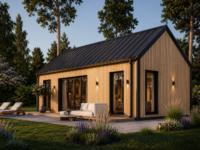 Wohnhaus ADRIAN (Isoliert, 66 mm + Holzverschalung), 41 m²