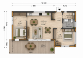Holzhaus Laura 2 (66 mm + Holzverschalung) 50m² Isoliert – Bild 3
