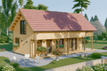 Blockbohlenhaus ANIKA Isoliert, 66 mm + Holzverschalung), 80 m² – Bild 2