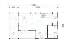 Blockbohlenhaus TURIN (66 mm) Isoliert, 100 m² + 20m² Terrasse – Bild 7