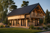 Blockbohlenhaus ANIKA Isoliert, 66 mm + Holzverschalung), 80 m²