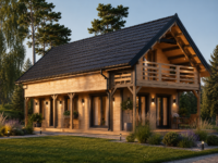 Blockbohlenhaus ANIKA Isoliert, 66 mm + Holzverschalung), 80 m²