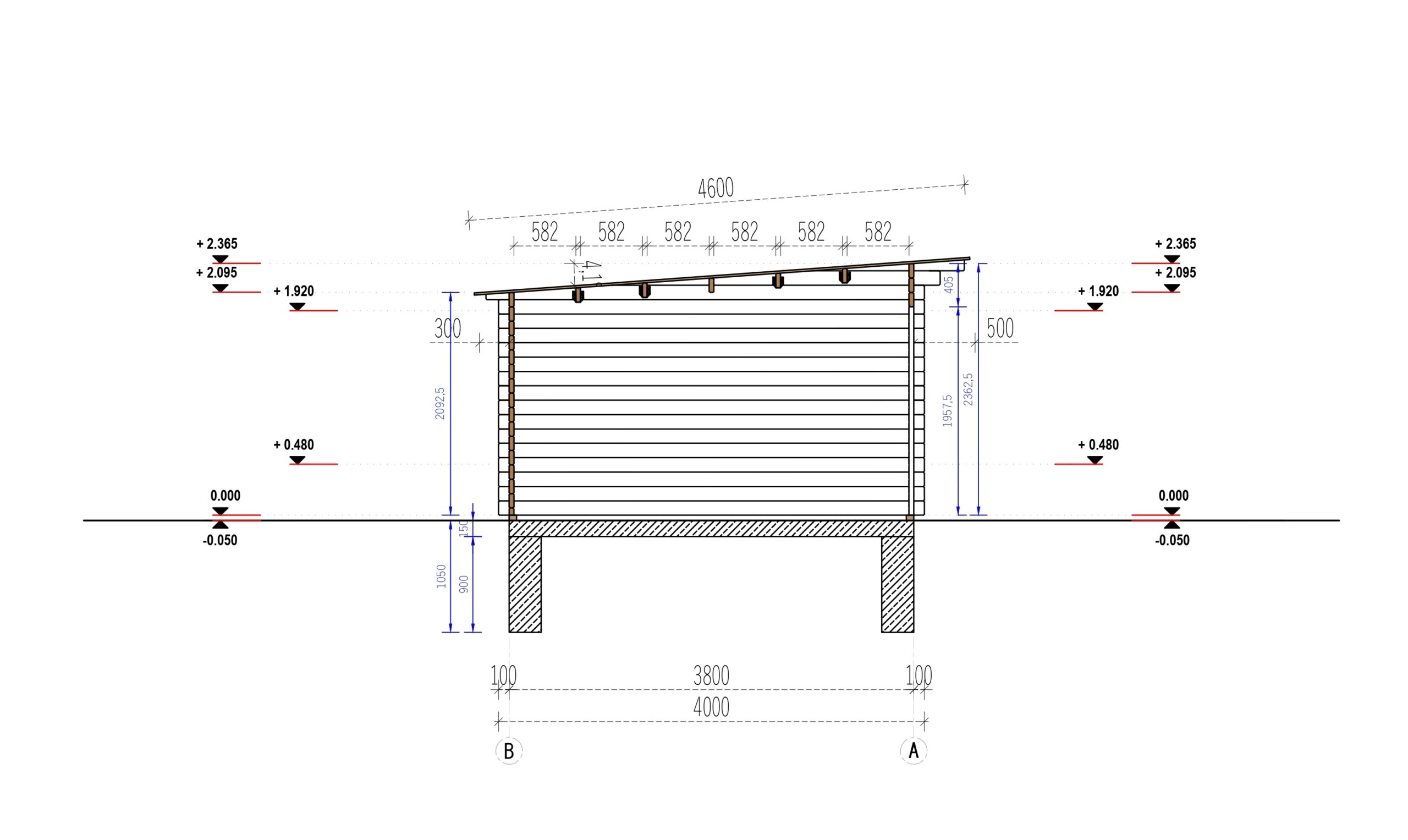 Gartenhaus aus Holz EBENSEE, 44mm 5x4 m, 20 m² Sonderanfertigung – Bild 3