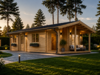 Blockbohlenhaus MATREI (44+44 mm Extra Isoliert), 6x10m, 60m²