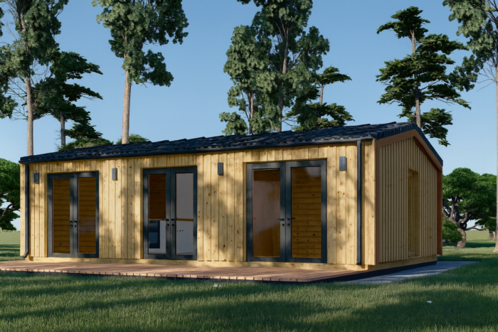 Blockbohlenhaus ARNOLD (44mm + Holzverschalung), 43m² Isoliert – Bild 3