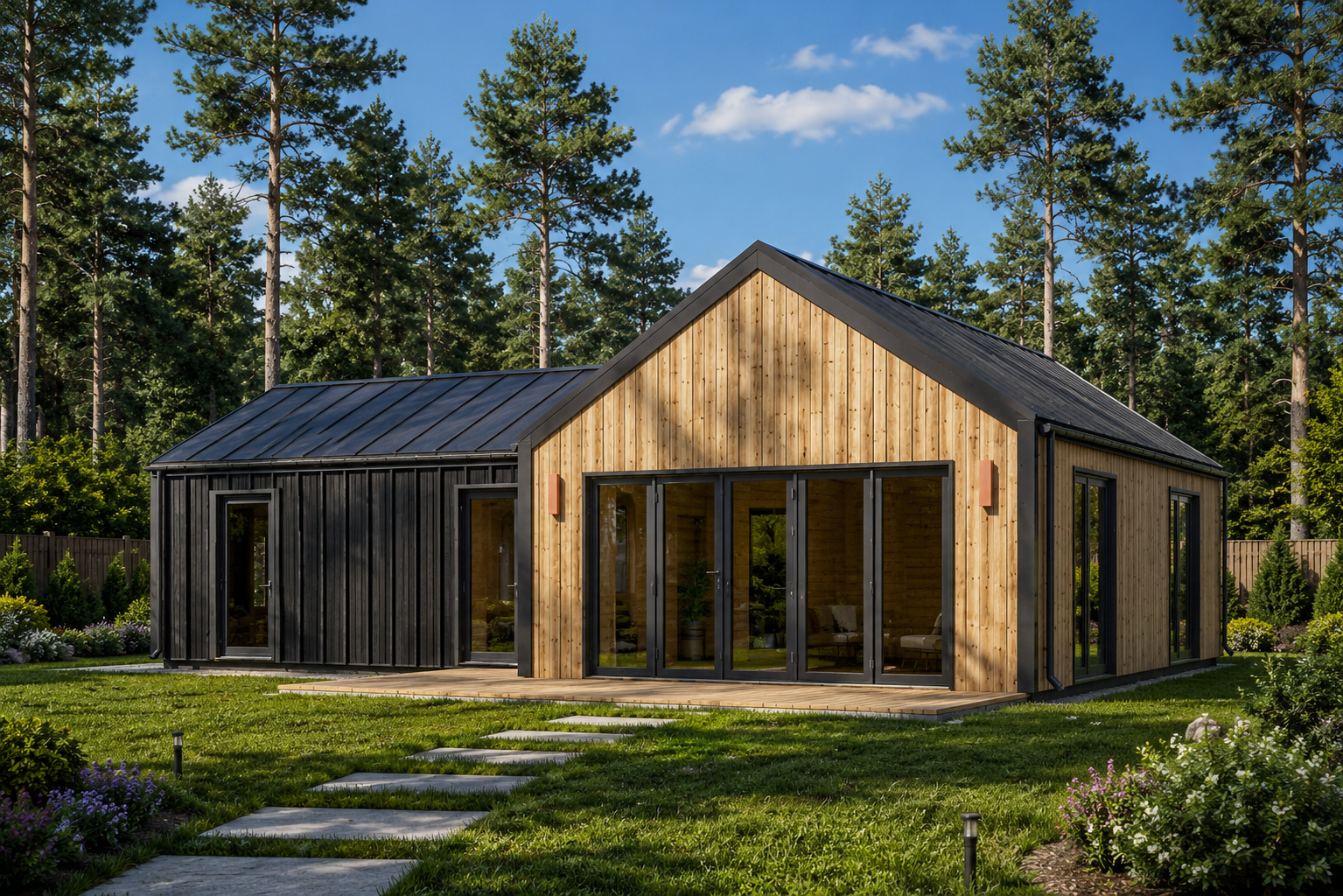 Holzhaus Valentin (44 Mm + Holzverschalung) (2) Holzhaus VALENTIN (44mm + Holzverschalung) 80 m² – Bild 1