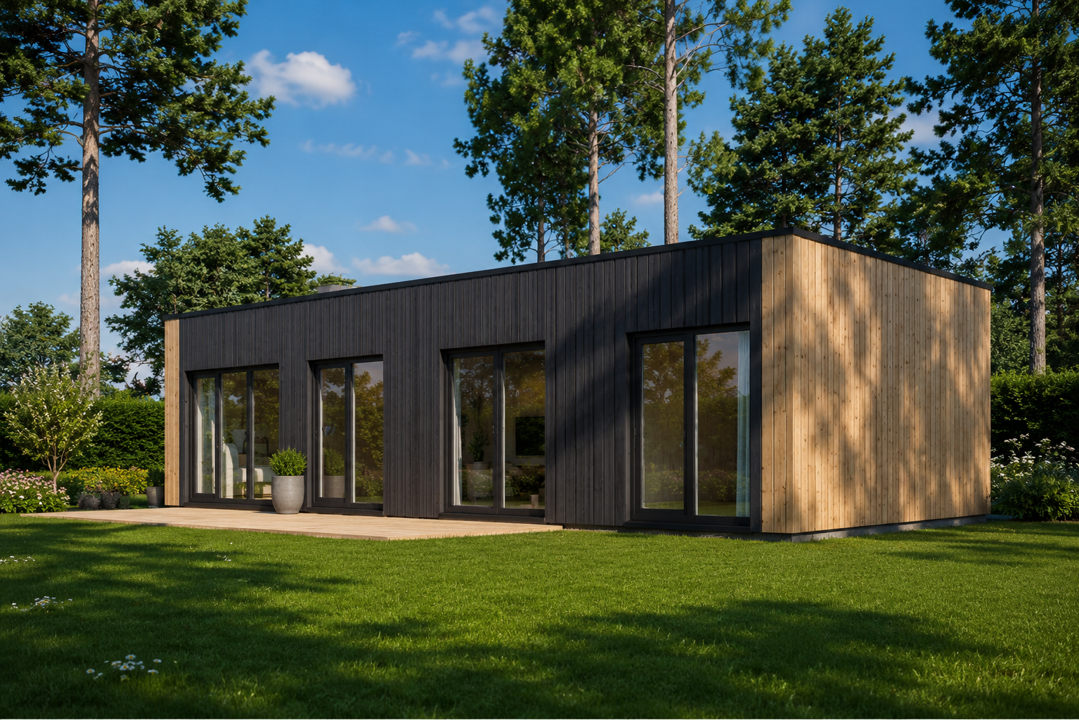 Kleingartenhaus Berta 2 Holzhaus BERTA 2 (44 mm + Holzverschalung), 60 m² Isoliert – Bild 1