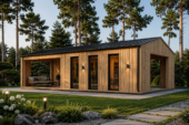 Blockbohlenhaus MILAN Modern (44 mm + Holzverschalung) – 37 m² Isoliert – Bild 3