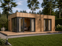 Premium Gartenhaus (34–44 mm + Holzverschalung), 6,5×4,5 m – 30 m² Isoliert