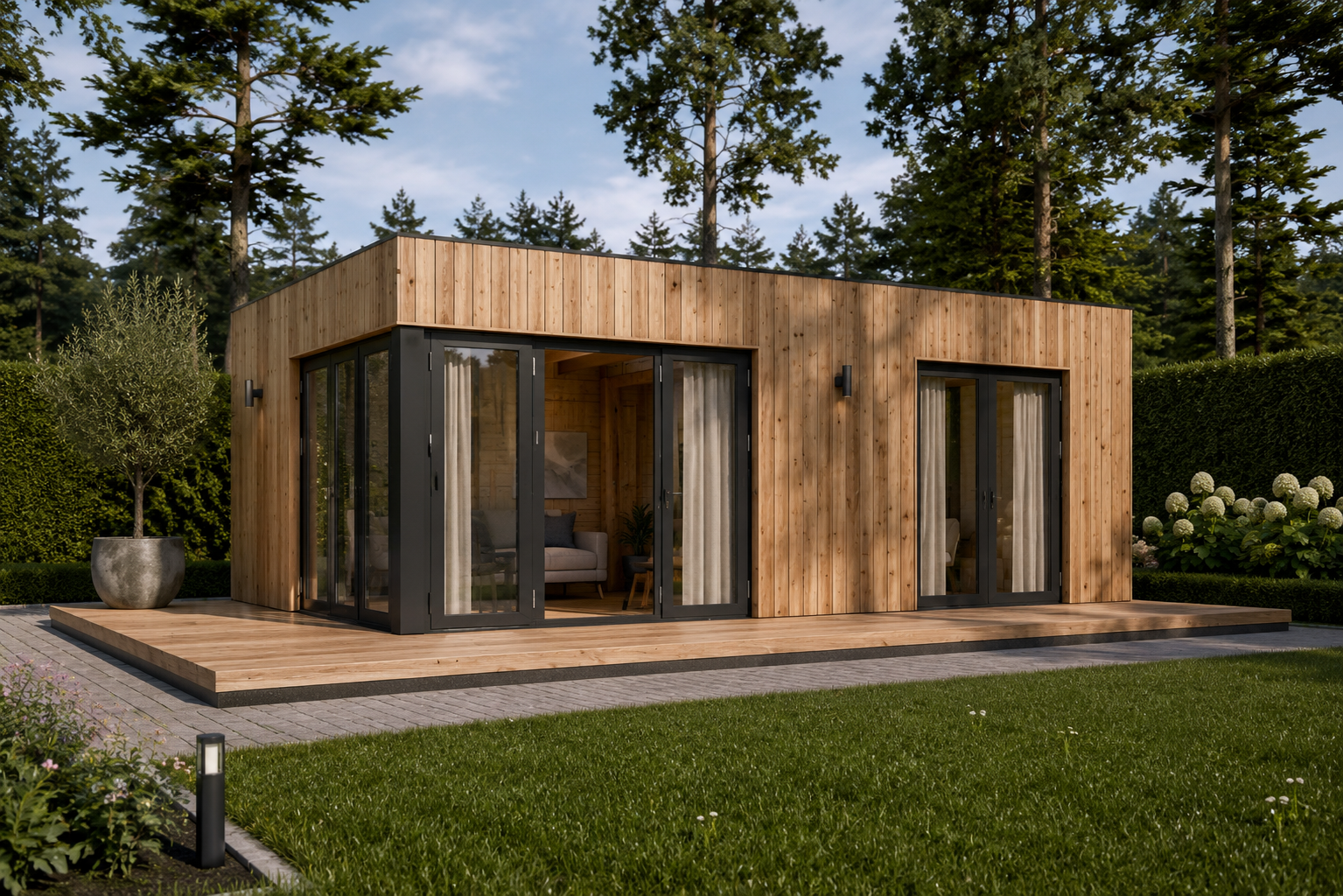 Premium Gartenhaus (34–44 Mm + Holzverschalung), 6,5 × 4,5 M – 30 M² Premium Gartenhaus (34–44 mm + Holzverschalung), 6,5×4,5 m – 30 m² Extra Isoliert – Bild 1