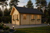 Blockbohlenhaus mit Schlafboden SALLY (44+44mm), 27m² Isoliert – Bild 4